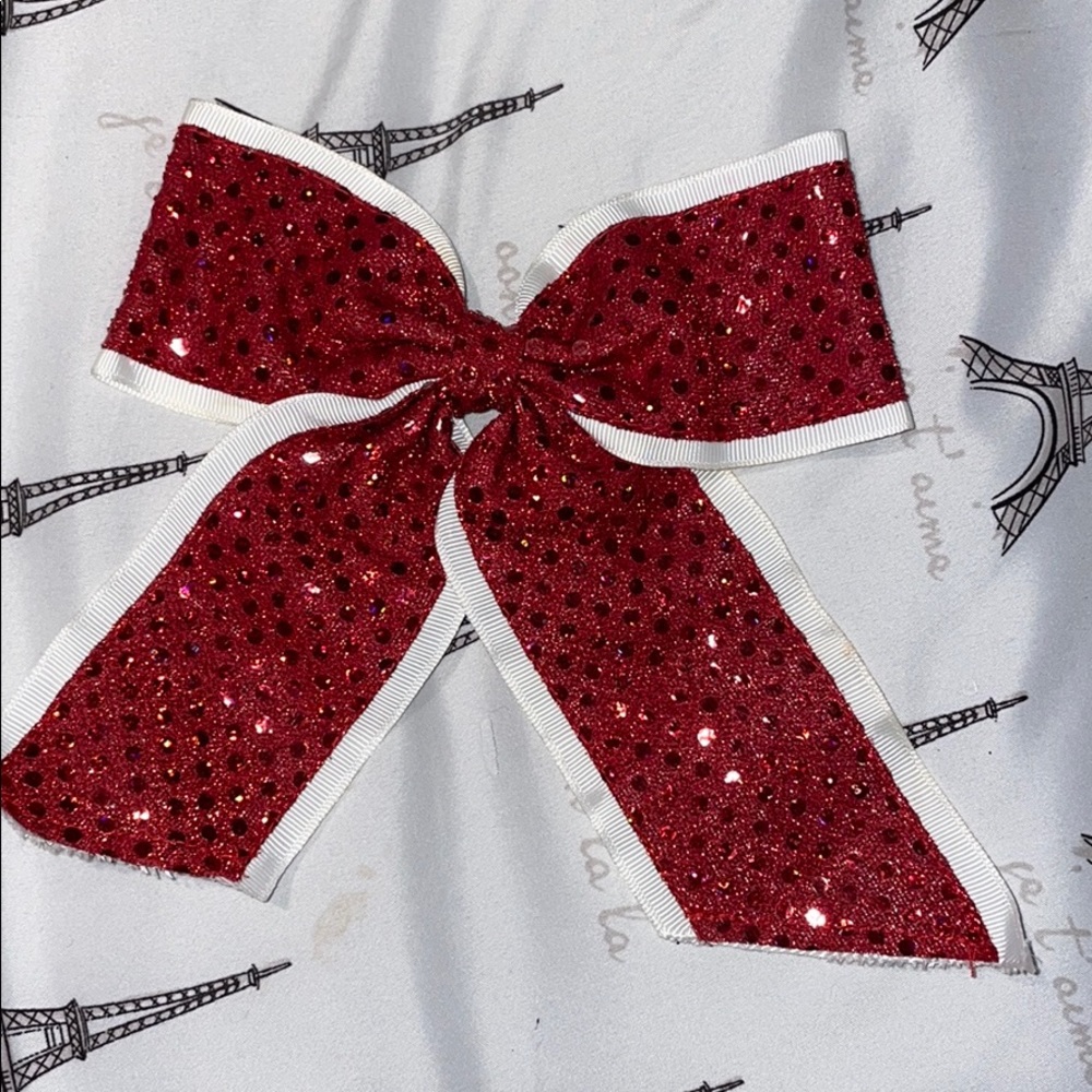 🎀red sparkly bow hair tie 🎀